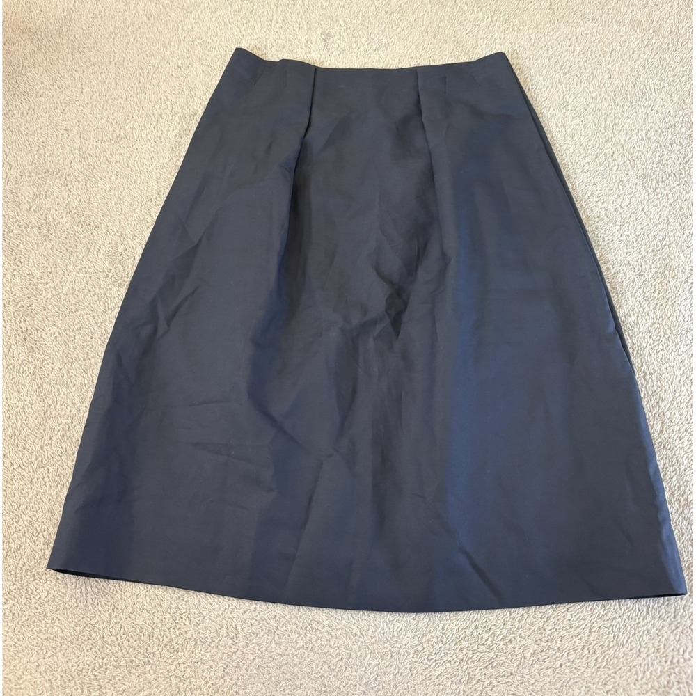 Sofie D'Hoore Brussels Navy Blue 100% Cotton Pleated A-Line Midi Skirt EU 36